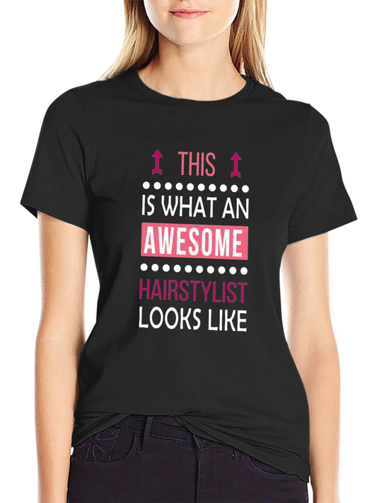 Awesome Hairstylist Graphic Tee - Black Crew Neck