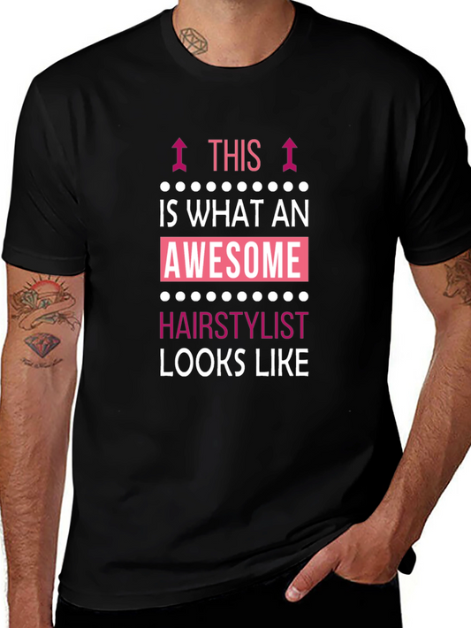Awesome Hairstylist Graphic Tee - Black Crew Neck
