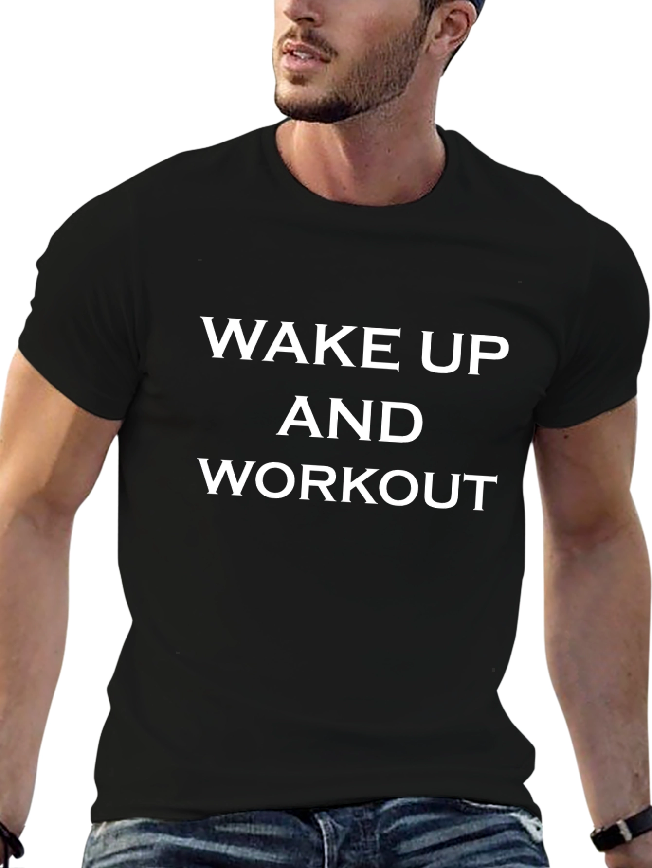 Wake Up And Workout Graphic Tee - Black