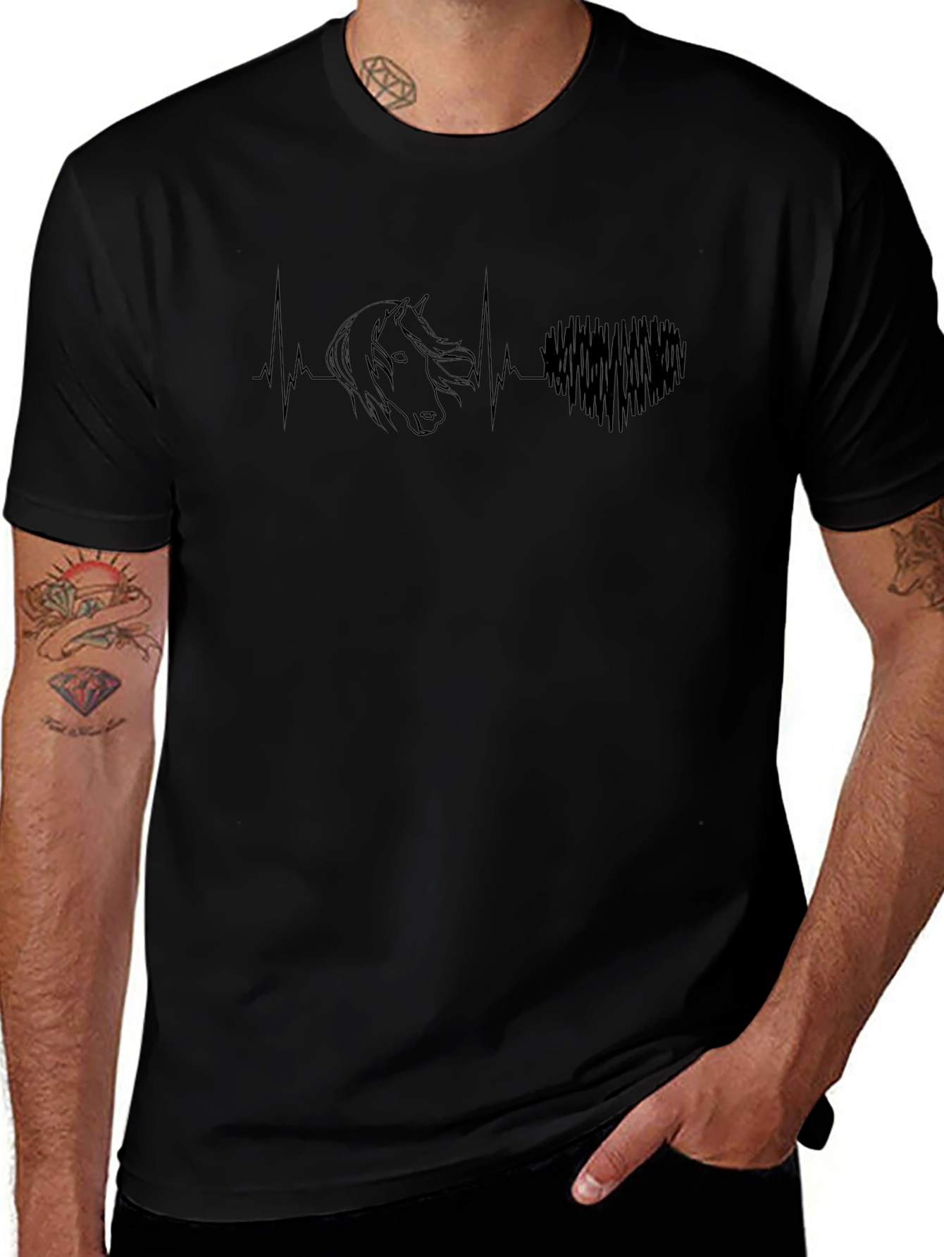 Horse Heartbeat Graphic Tee - Equestrian Style