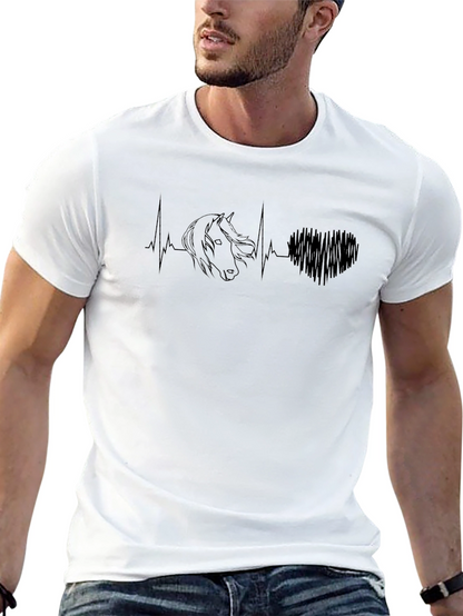 Horse Heartbeat Graphic Tee - Equestrian Style