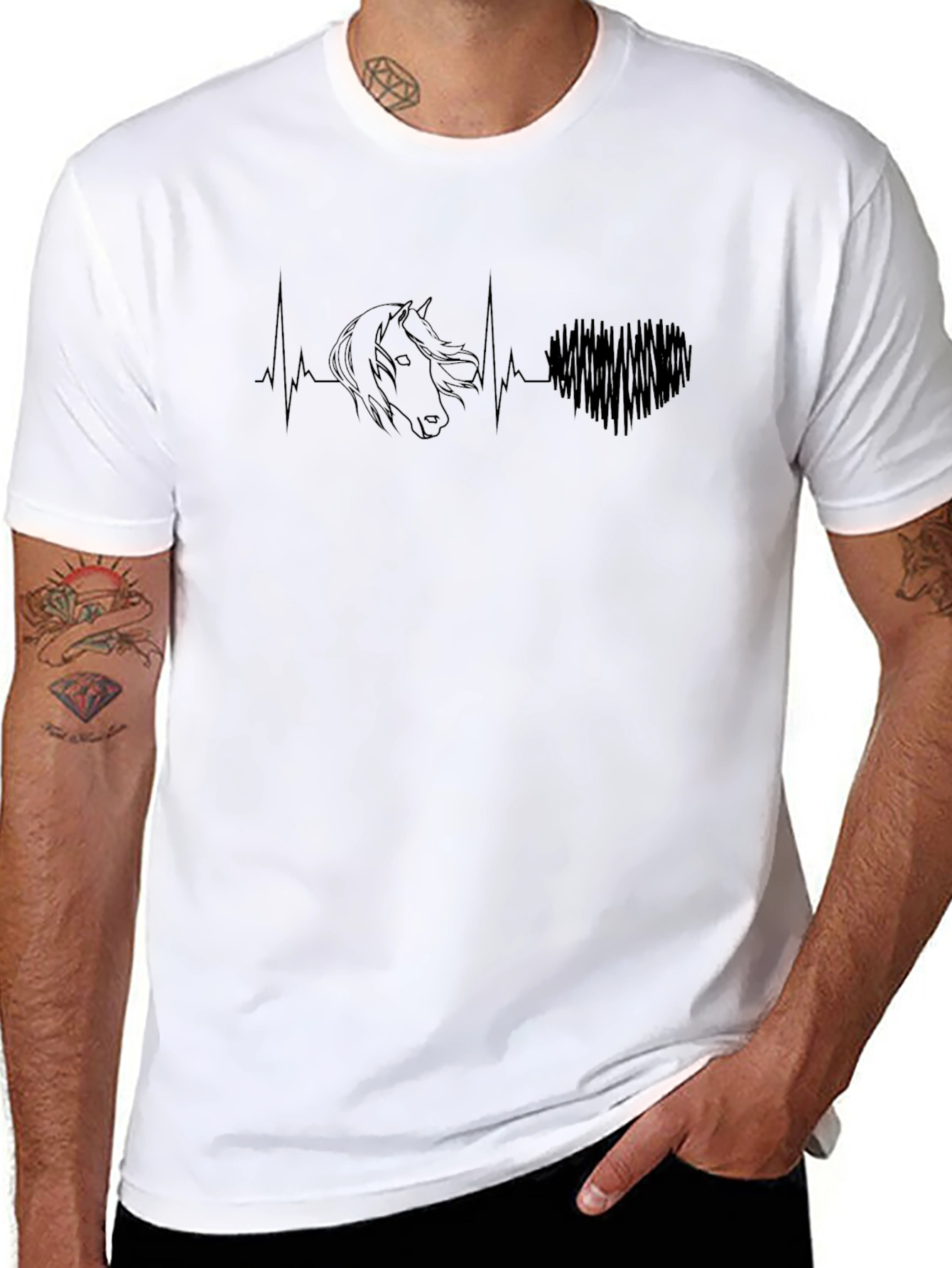 Horse Heartbeat Graphic Tee - Equestrian Style