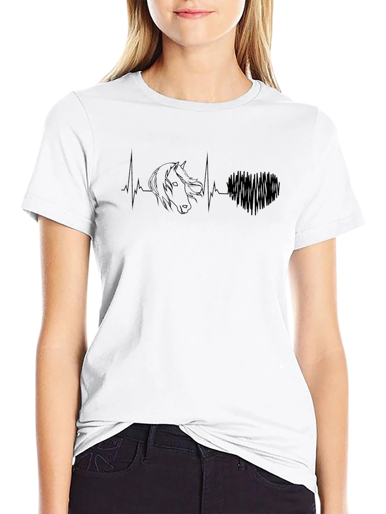 Horse Heartbeat Graphic Tee - Equestrian Style