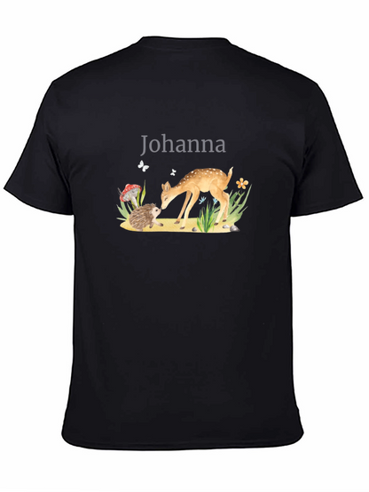 Johanna Deer & Hedgehog Black T-Shirt