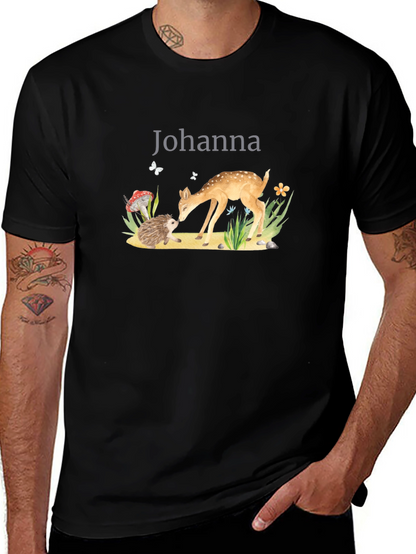 Johanna Deer & Hedgehog Black T-Shirt