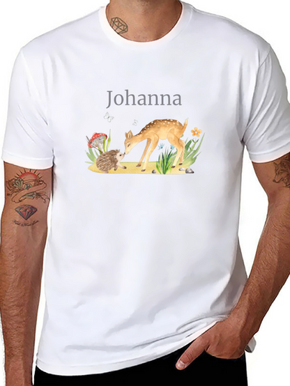 Johanna Deer & Hedgehog Black T-Shirt