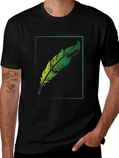 Mens Feather Graphic Black T-Shirt