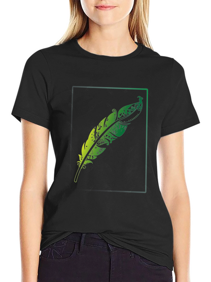 Mens Feather Graphic Black T-Shirt