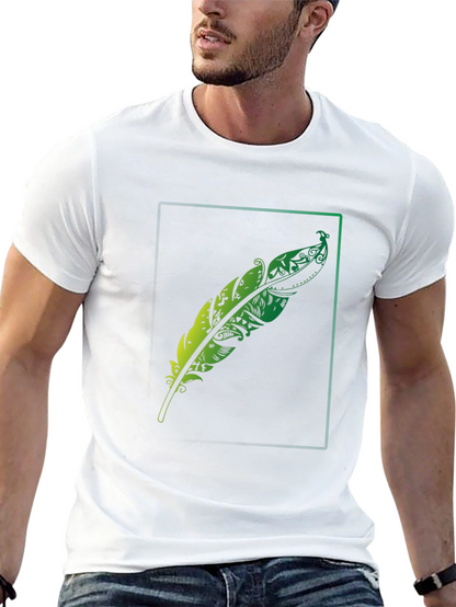Mens Feather Graphic Black T-Shirt