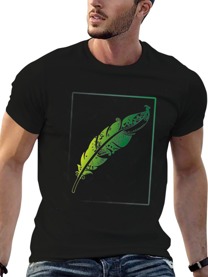 Mens Feather Graphic Black T-Shirt