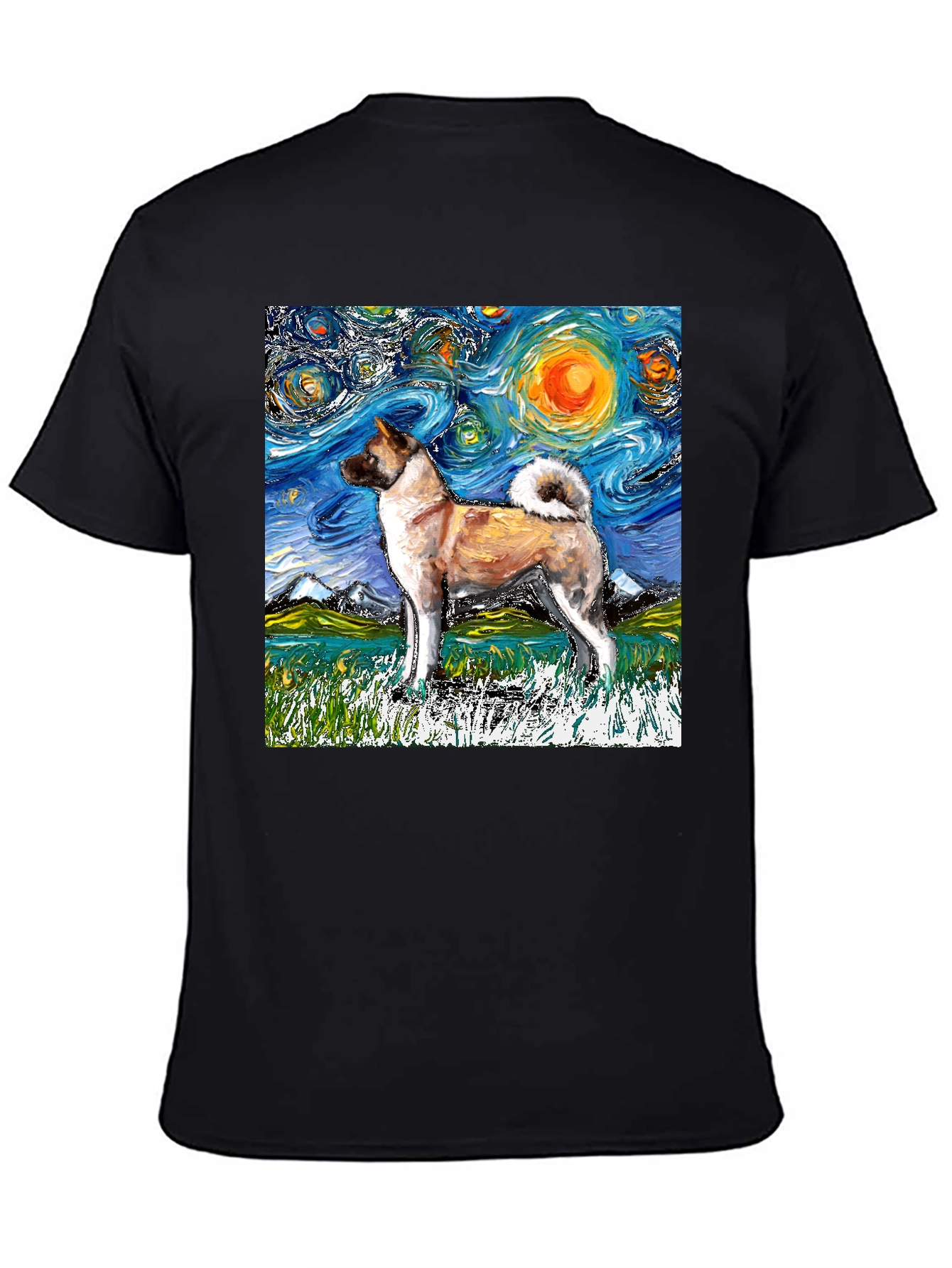 Starry Night Akita T-Shirt - Artistic Dog Lover Tee