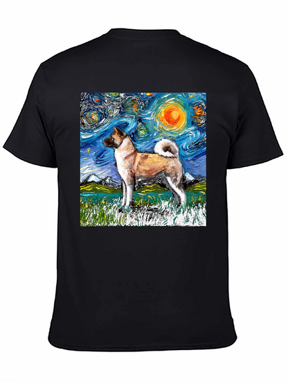 Starry Night Akita T-Shirt - Artistic Dog Lover Tee