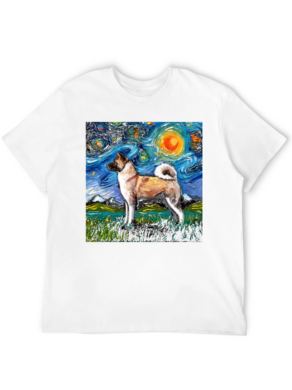 Starry Night Akita T-Shirt - Artistic Dog Lover Tee