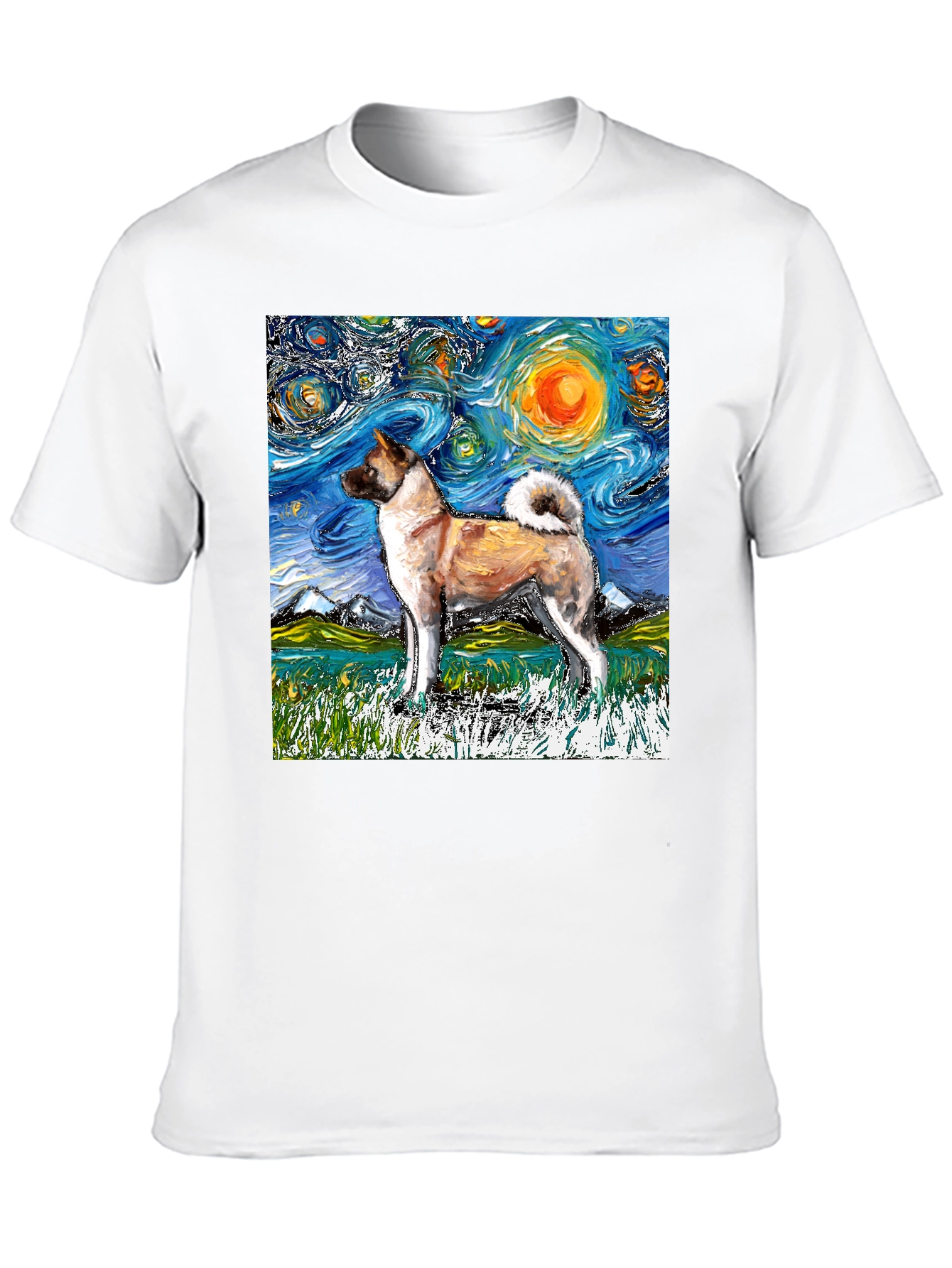 Starry Night Akita T-Shirt - Artistic Dog Lover Tee