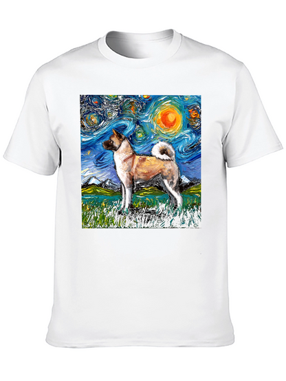 Starry Night Akita T-Shirt - Artistic Dog Lover Tee