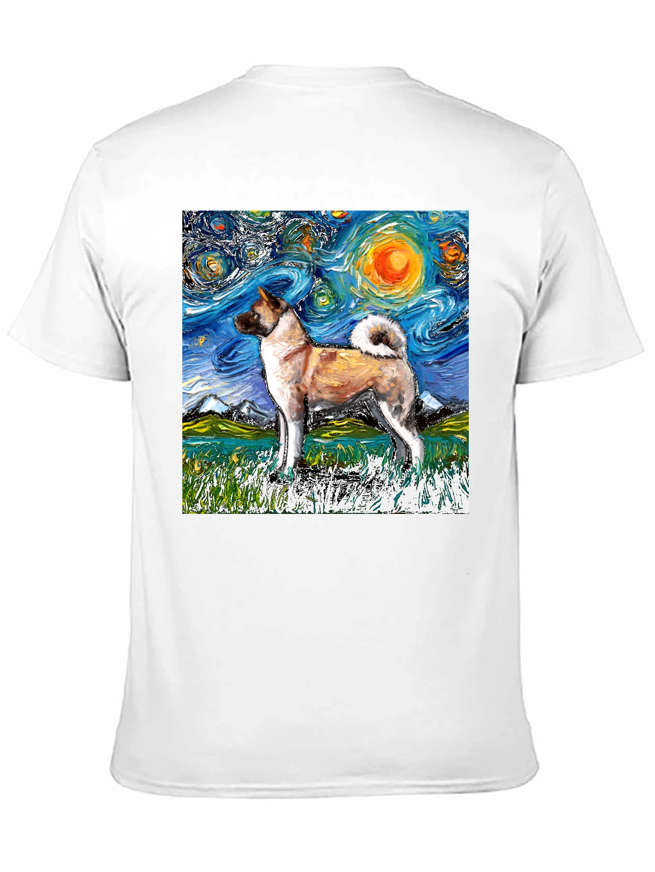 Starry Night Akita T-Shirt - Artistic Dog Lover Tee