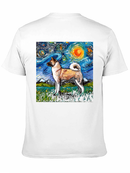Starry Night Akita T-Shirt - Artistic Dog Lover Tee