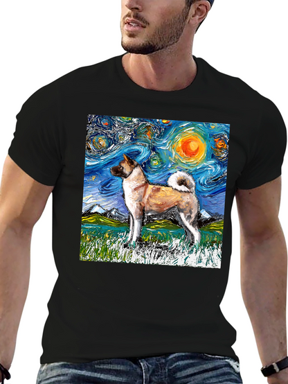 Starry Night Akita T-Shirt - Artistic Dog Lover Tee