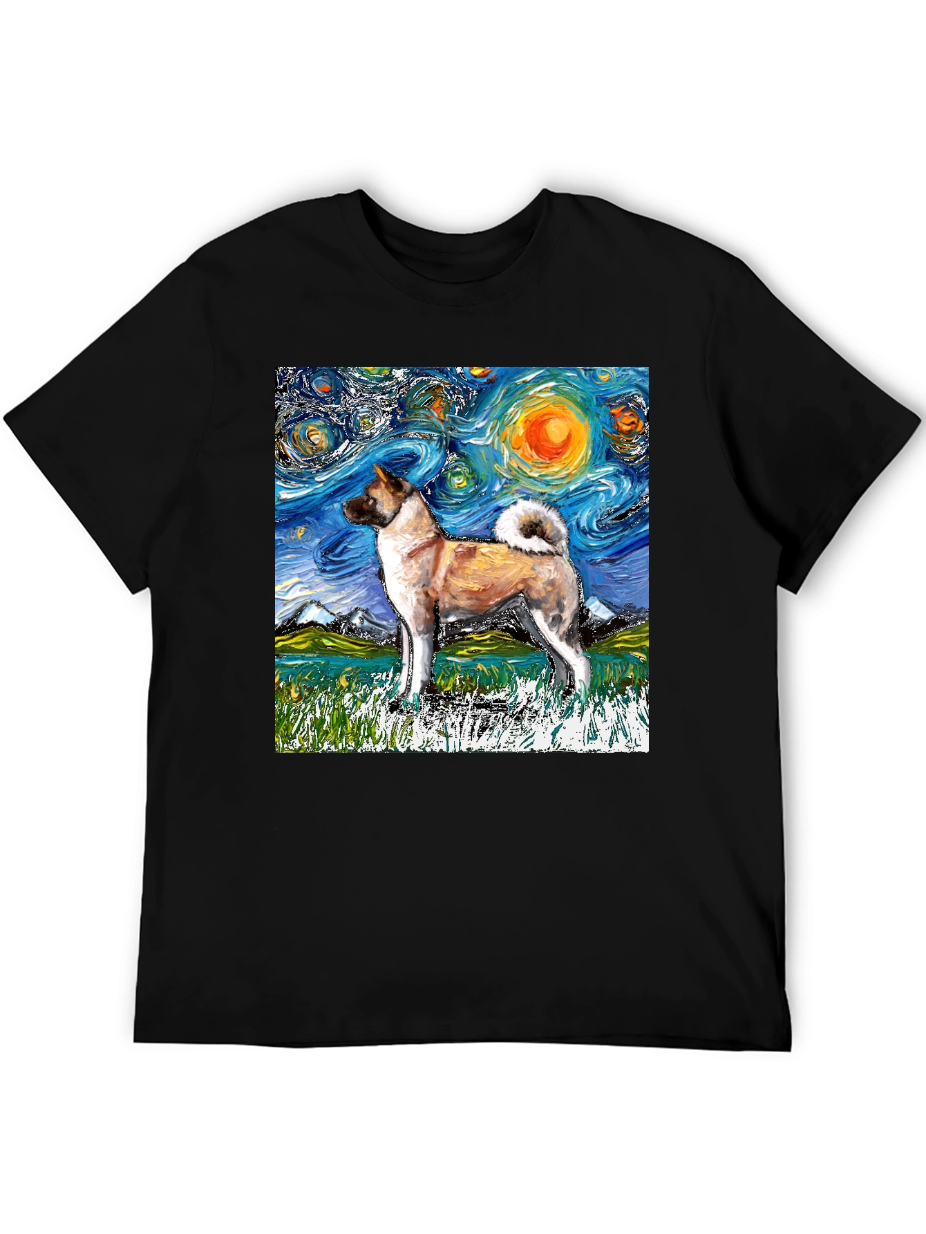Starry Night Akita T-Shirt - Artistic Dog Lover Tee