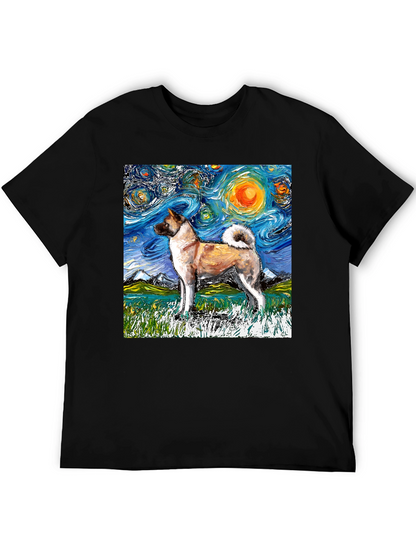 Starry Night Akita T-Shirt - Artistic Dog Lover Tee