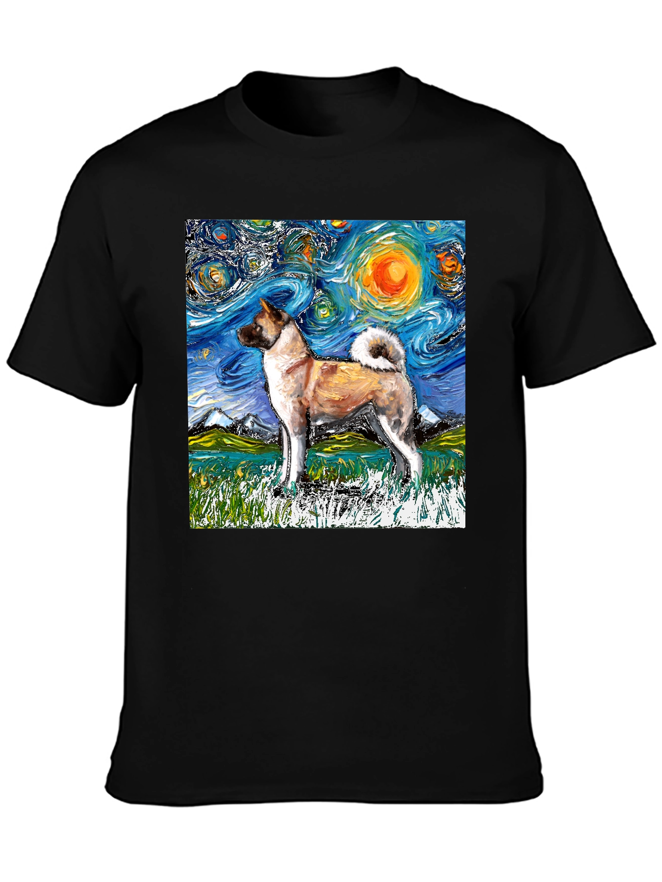 Starry Night Akita T-Shirt - Artistic Dog Lover Tee