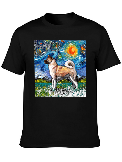 Starry Night Akita T-Shirt - Artistic Dog Lover Tee