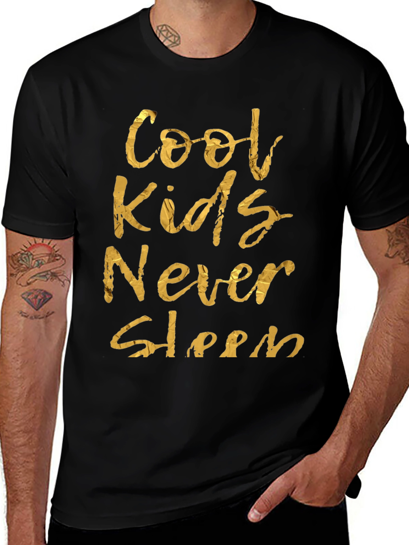 Cool Kids Never Sleep Graphic Tee - Black