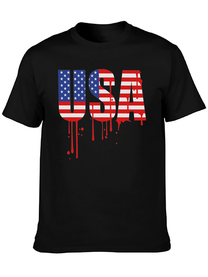 USA Flag Drip Graphic T-Shirt
