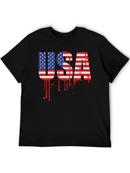 USA Flag Drip Graphic T-Shirt