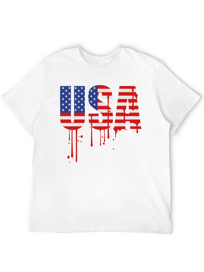USA Flag Drip Graphic T-Shirt