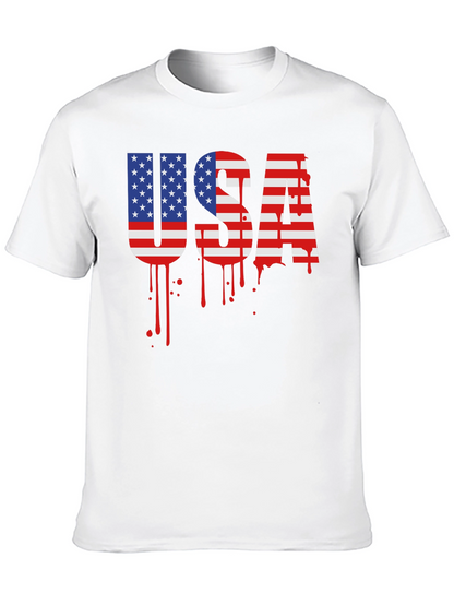 USA Flag Drip Graphic T-Shirt