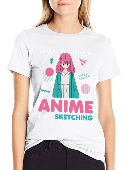 Easily Distracted By Anime Sketching T-Shirt