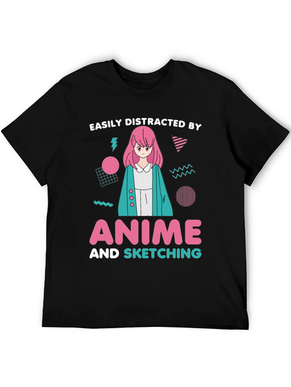 Easily Distracted By Anime Sketching T-Shirt