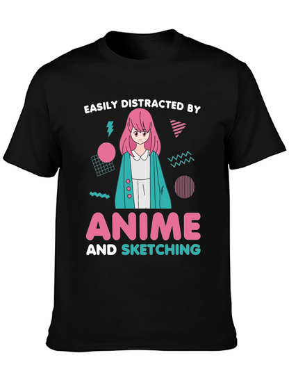 Easily Distracted By Anime Sketching T-Shirt