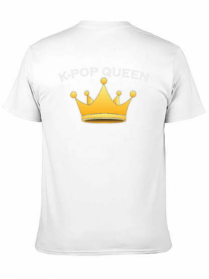 K-Pop Queen Black T-Shirt with Gold Crown