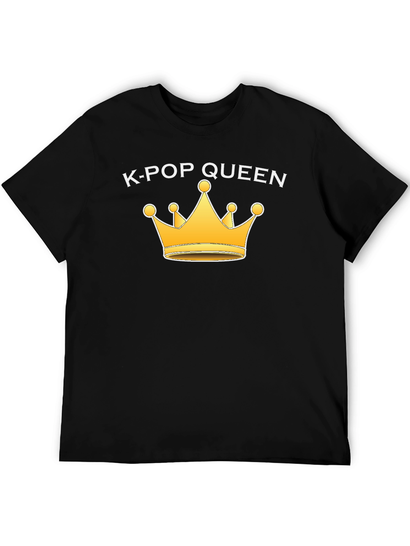 K-Pop Queen Black T-Shirt with Gold Crown