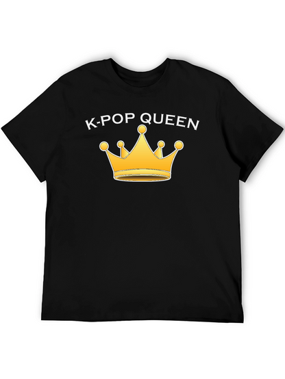 K-Pop Queen Black T-Shirt with Gold Crown