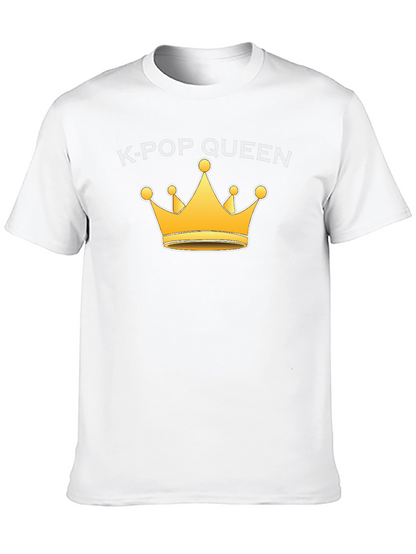 K-Pop Queen Black T-Shirt with Gold Crown
