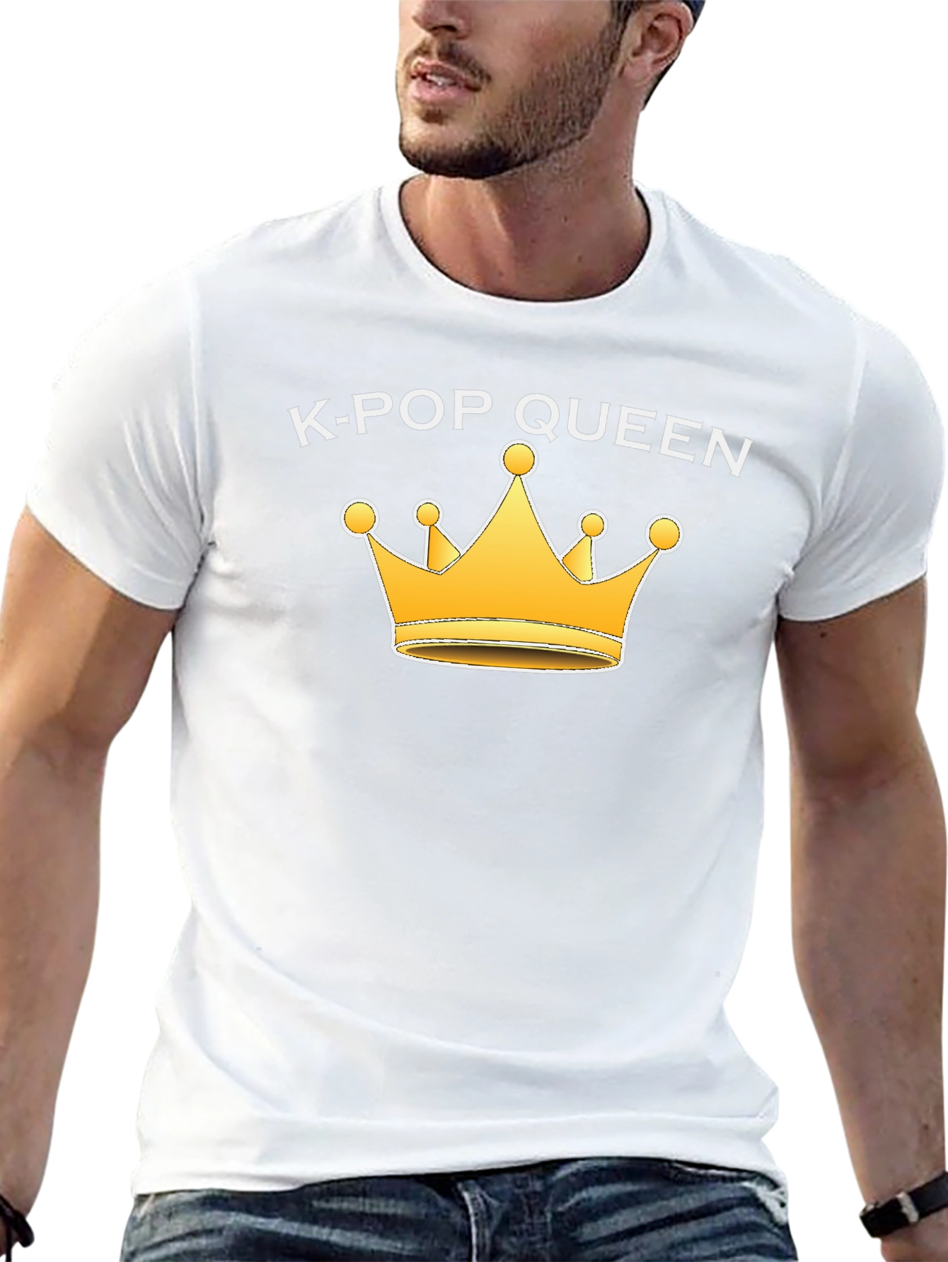 K-Pop Queen Black T-Shirt with Gold Crown