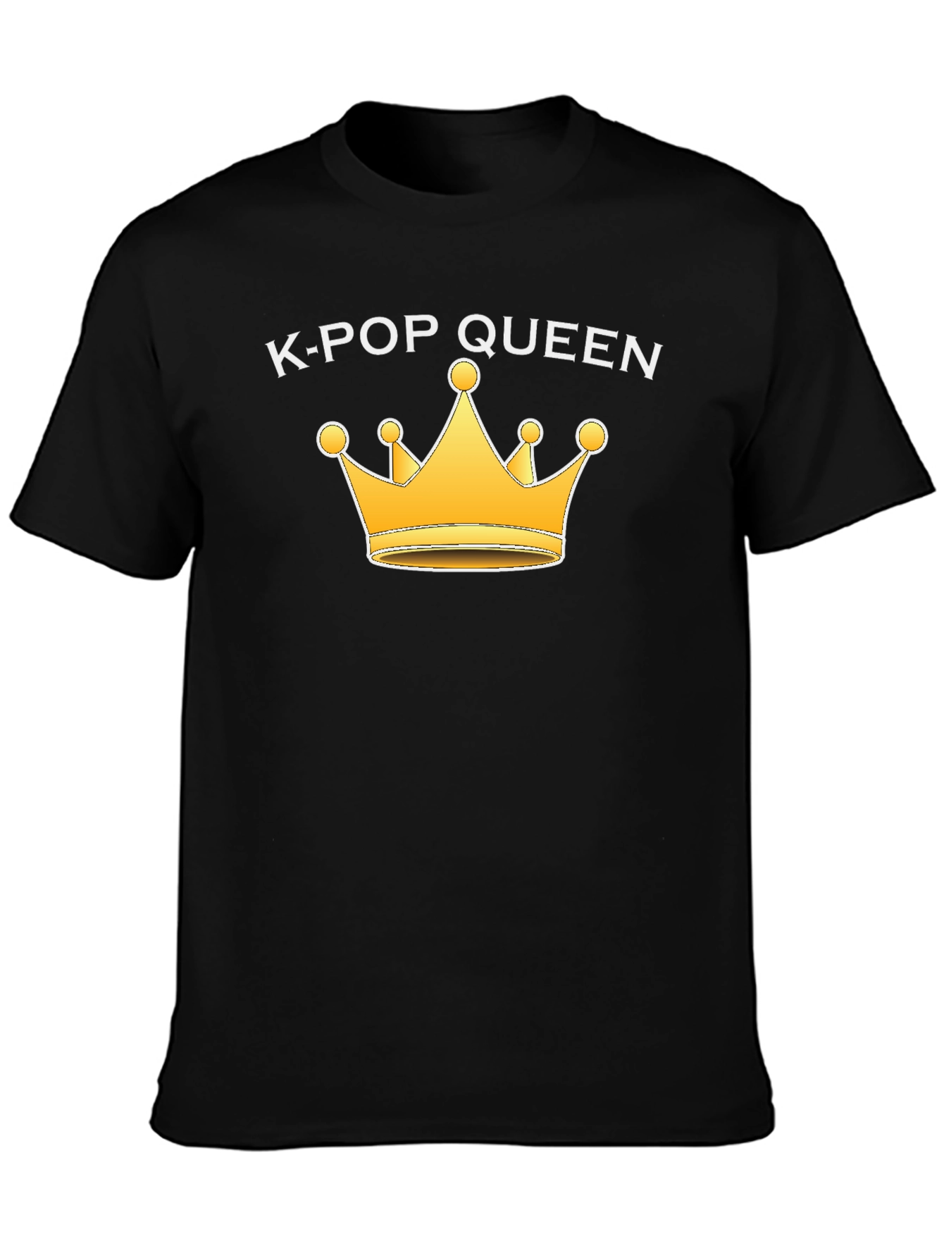 K-Pop Queen Black T-Shirt with Gold Crown