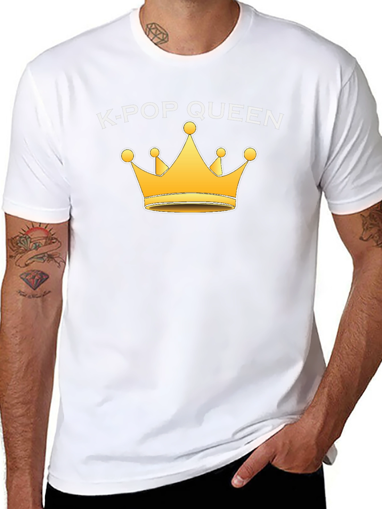 K-Pop Queen Black T-Shirt with Gold Crown