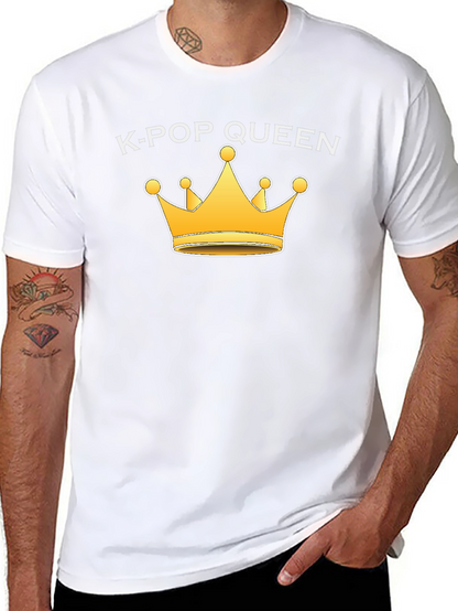 K-Pop Queen Black T-Shirt with Gold Crown