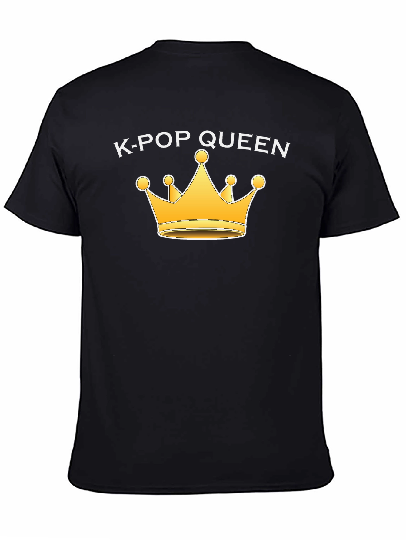 K-Pop Queen Black T-Shirt with Gold Crown