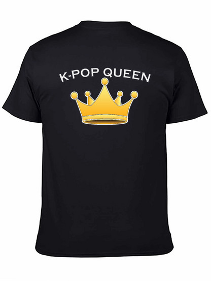 K-Pop Queen Black T-Shirt with Gold Crown