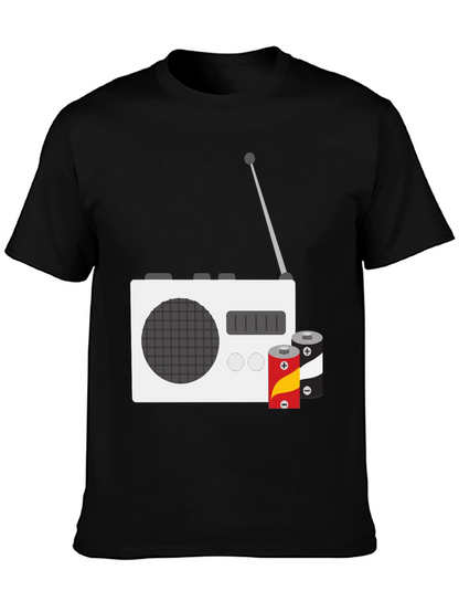 Retro Radio T-Shirt with Batteries - Classic Graphic Tee