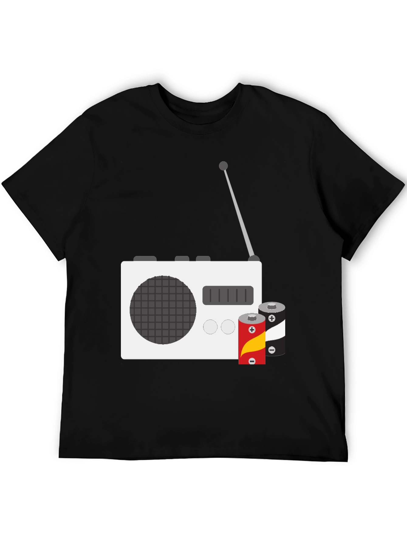 Retro Radio T-Shirt with Batteries - Classic Graphic Tee