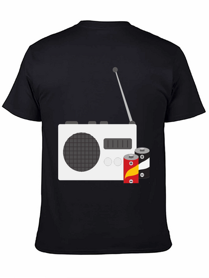 Retro Radio T-Shirt with Batteries - Classic Graphic Tee