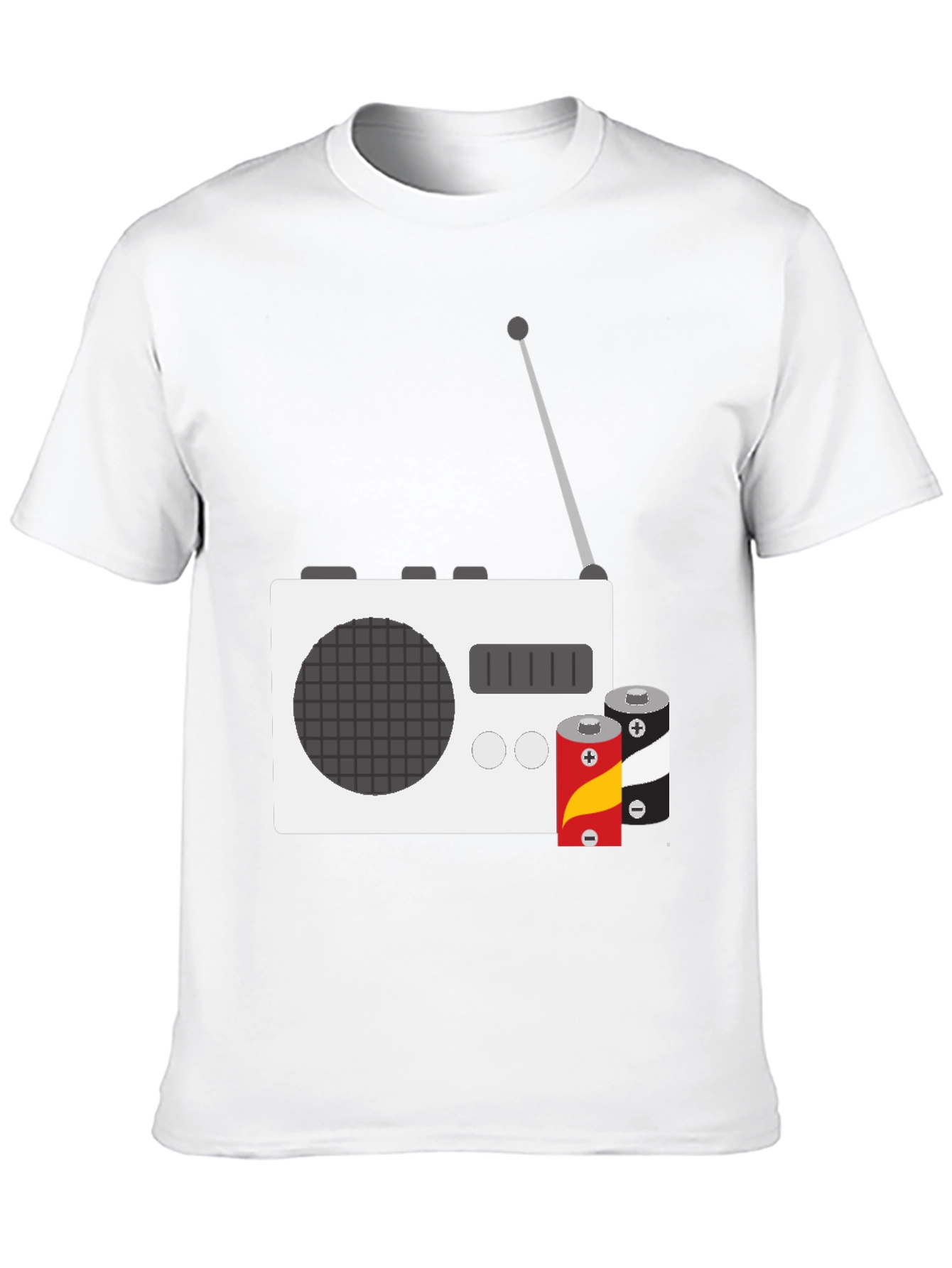 Retro Radio T-Shirt with Batteries - Classic Graphic Tee