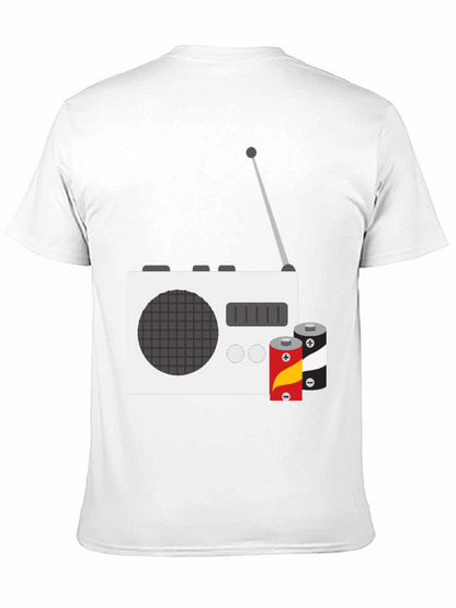 Retro Radio T-Shirt with Batteries - Classic Graphic Tee