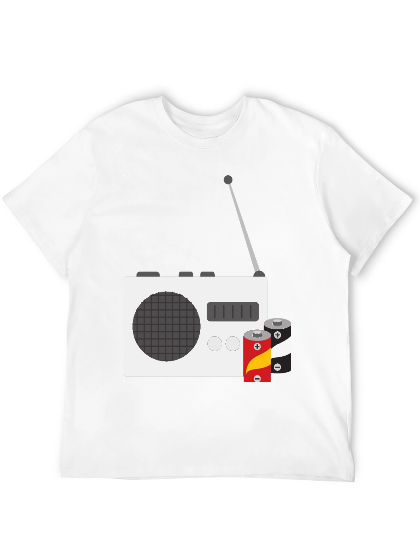 Retro Radio T-Shirt with Batteries - Classic Graphic Tee